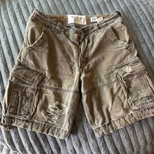 Vtg Abercrombie & Fitch Cargo Shorts Mens 33 Paratrooper Heavy Distressed Y2k